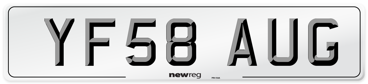 YF58 AUG Number Plate from New Reg